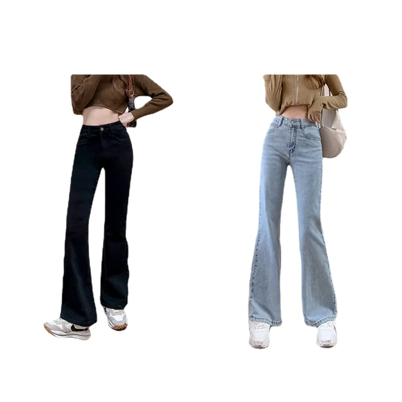 

2022 Женские джинсы-клеш с завышенной талией, Женские джинсы-клеш, супер эластичные джинсы, женские джинсы, черные джинсы, синие джинсы