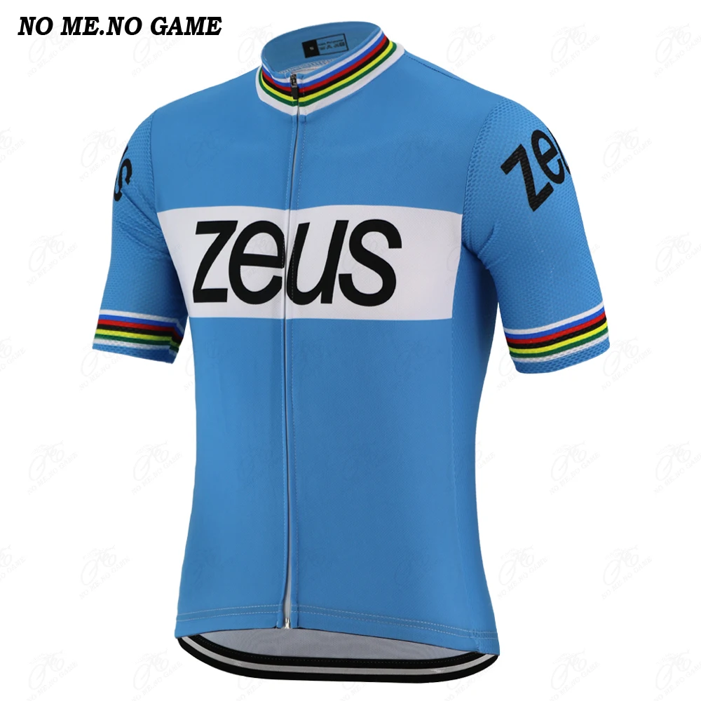 Лето ZEUS Ретро Велоспорт Джерси pro team мужская синяя велосипедная одежда с коротким
