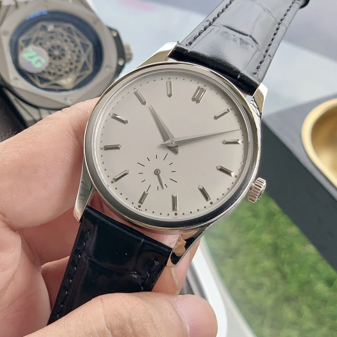 

Calatrava classic round watch men's and women's watches casual fashion business men's rose gold luxury pilot watch leather strap