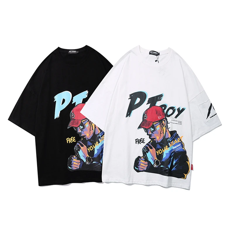 

2021 Men Hip Hop T Shirt Streetwear Creative Print T-Shirt Harajuku Cotton Casual Tshirt Summer Short Sleeve Tops Tees WQ433