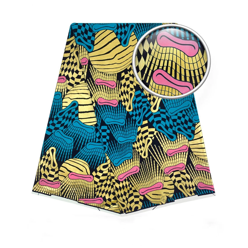 

Ткань из Анкары, африканская настоящая Золотая восковая ткань с принтом, 100% настоящий оригинальный нигерийский материал для шитья