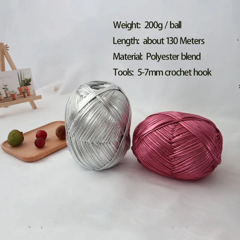 Металлическая футболка пряжа для вязания крючком рукоделие плетение необычная