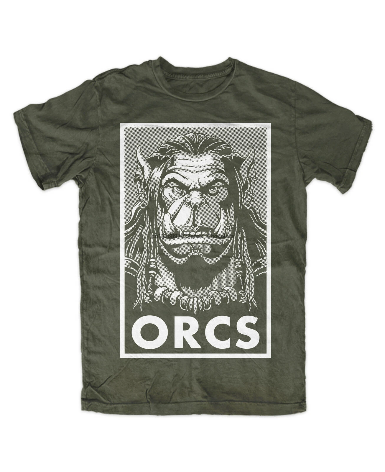 Футболка Orc Premium Olive Gamer Horde культовый стиль ботаника|Мужские футболки| |