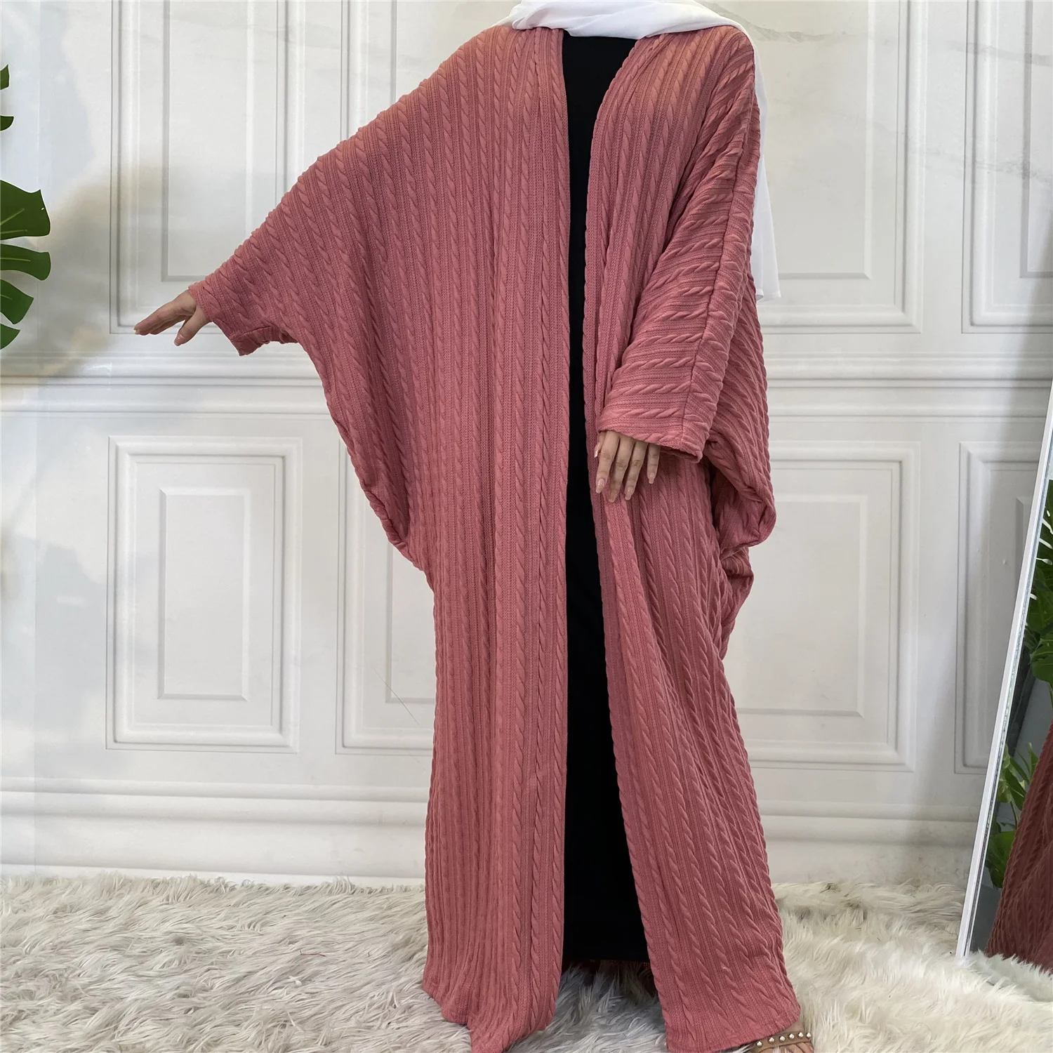 Женский длинный кардиган винтажный свитер в Корейском стиле хиджаб