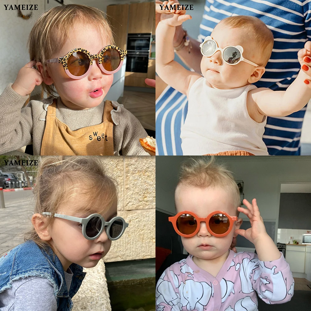 Детские солнцезащитные очки для девочек и мальчиков, солнцезащитные очки с цветами, детские круглые очки, детские очки, модные солнцезащитные очки в форме медведя, защита UV400