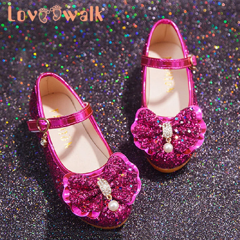 Детские босоножки для девочек Милая блестящая обувь Мэри Джейн на низком каблуке