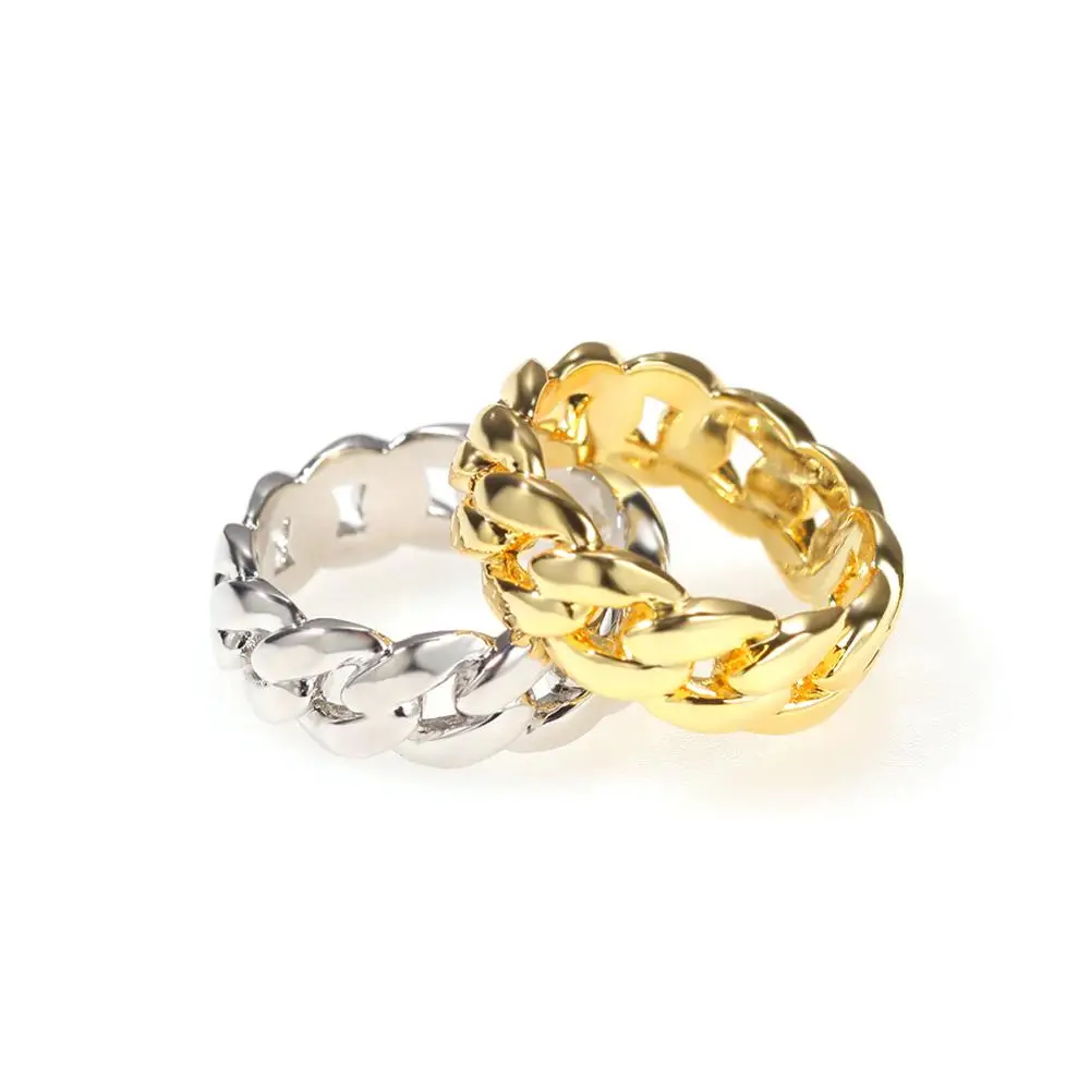 UWIN 7mm anelli a maglia cubana gioielli Hip Hop per le donne anelli in rame con superficie liscia gioielli di moda placcati in oro per il trasporto di goccia