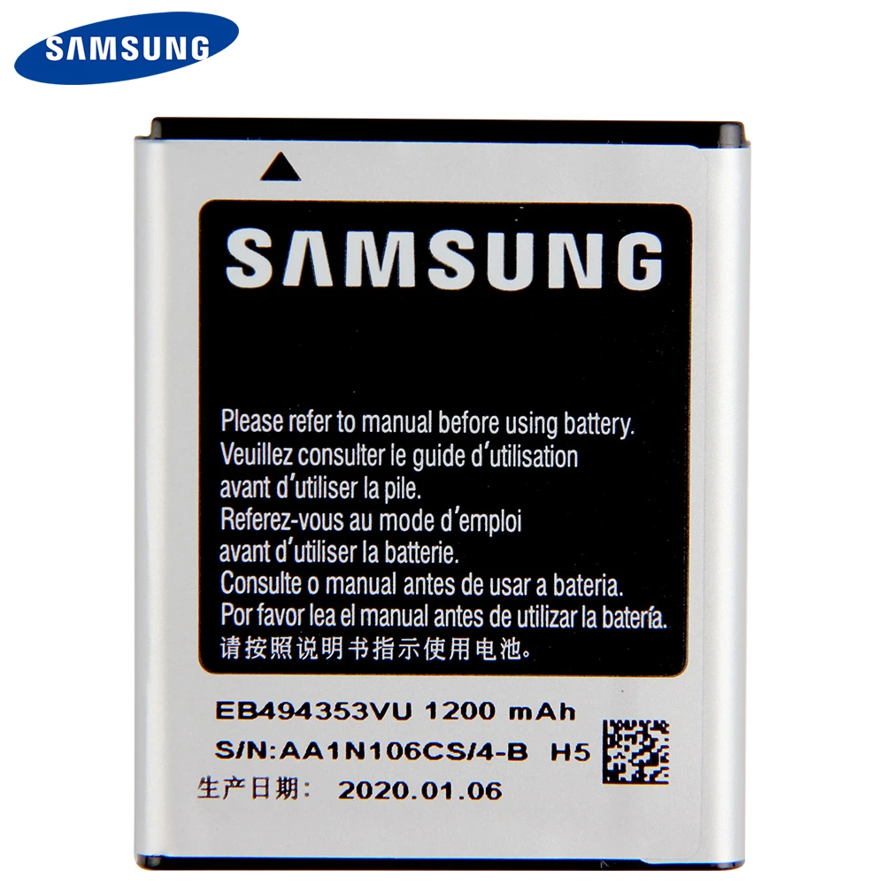 Оригинальный аккумулятор Samsung EB494353VU EB494353VA S5330 S5232 C6712 S5750 GT S5570 i559 сменные батареи