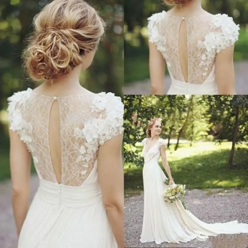 Элегантные свадебные платья в стиле бохо с 3d-цветочной аппликацией