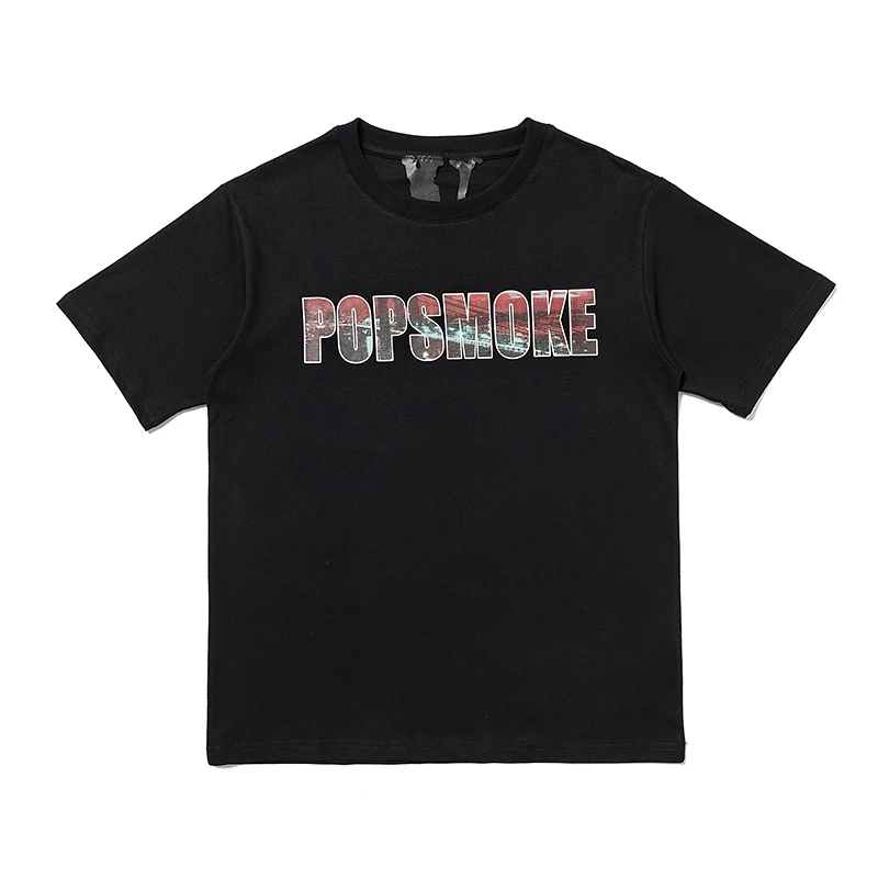 

2021Summer New Style VLONE Back Large V Printing T-shirt for Men and Women Loose BF Wind Cotton Round Neck Short Sleeve Trendy