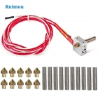 3dprinter экструдер комплект подключения печатающей головки с MK8 Экструзионная головка Kit-10pcs0.4mmNozzle-10pcs 30 мм трубы-Алюминий нагрева Block-12VRod