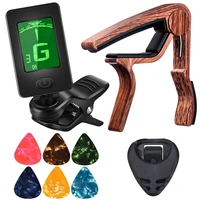guitar capo tuner fit for ukulele violin electric bass acoustic guitar with picks and pick holder guitar accessories
