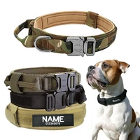 military tactical dog collar nylon adjustable large dog collar personalized collar with handle training running dog accessories