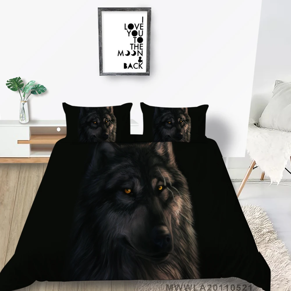 

3D Duvet Quilt Cover Set Wolf Animal Print Bedding Set Single Double Twin Full Queen King Size Bed Linen for Children Kid Adults