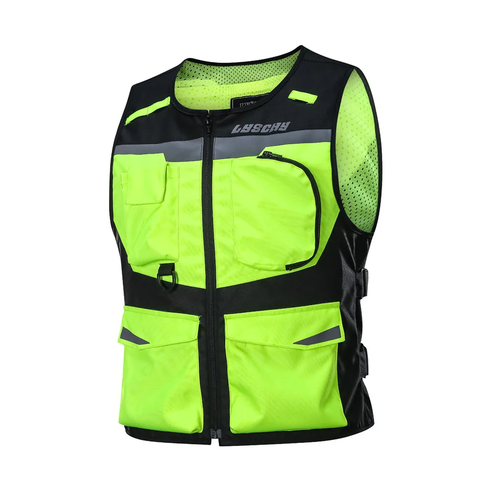 

LYSCHY Hi-viz Moto Motorcycle Vest Riding Jacket Clothing Body Armor Man Biker Protection Motorbike Suit Waistcoat Racing Vests