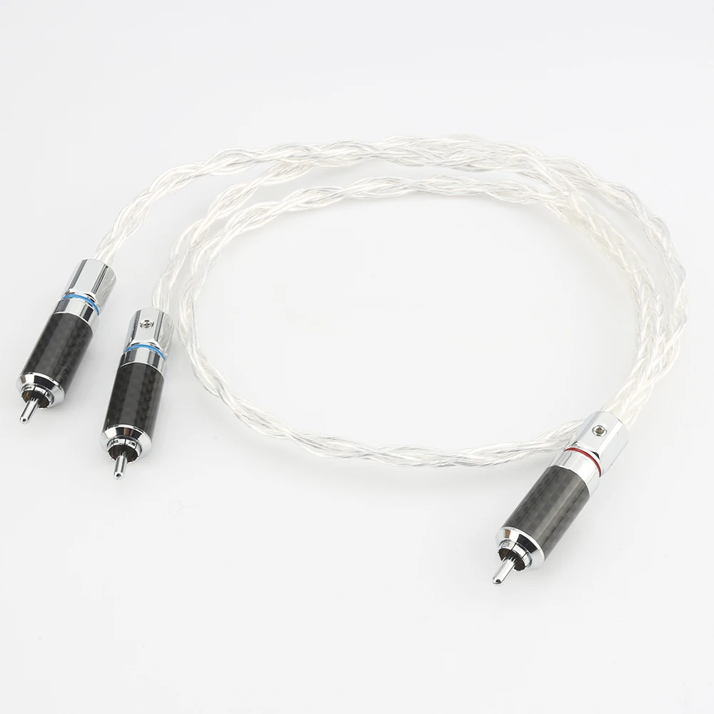 

1piece Audiocrast OCC 8AG Silver plated Audio cable RCA to 2RCA Interconnect RCA cable splitter to 2RCAs