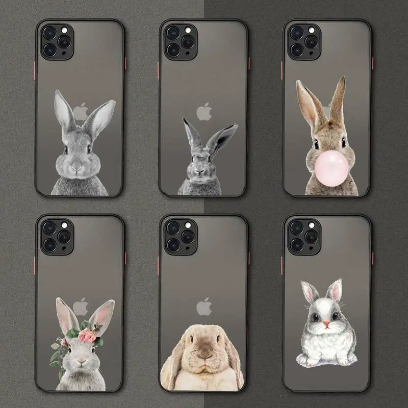 

Cute rabbit animal Phone Case matte transparent For iphone 7 8 11 12 plus mini x xs xr pro max cover