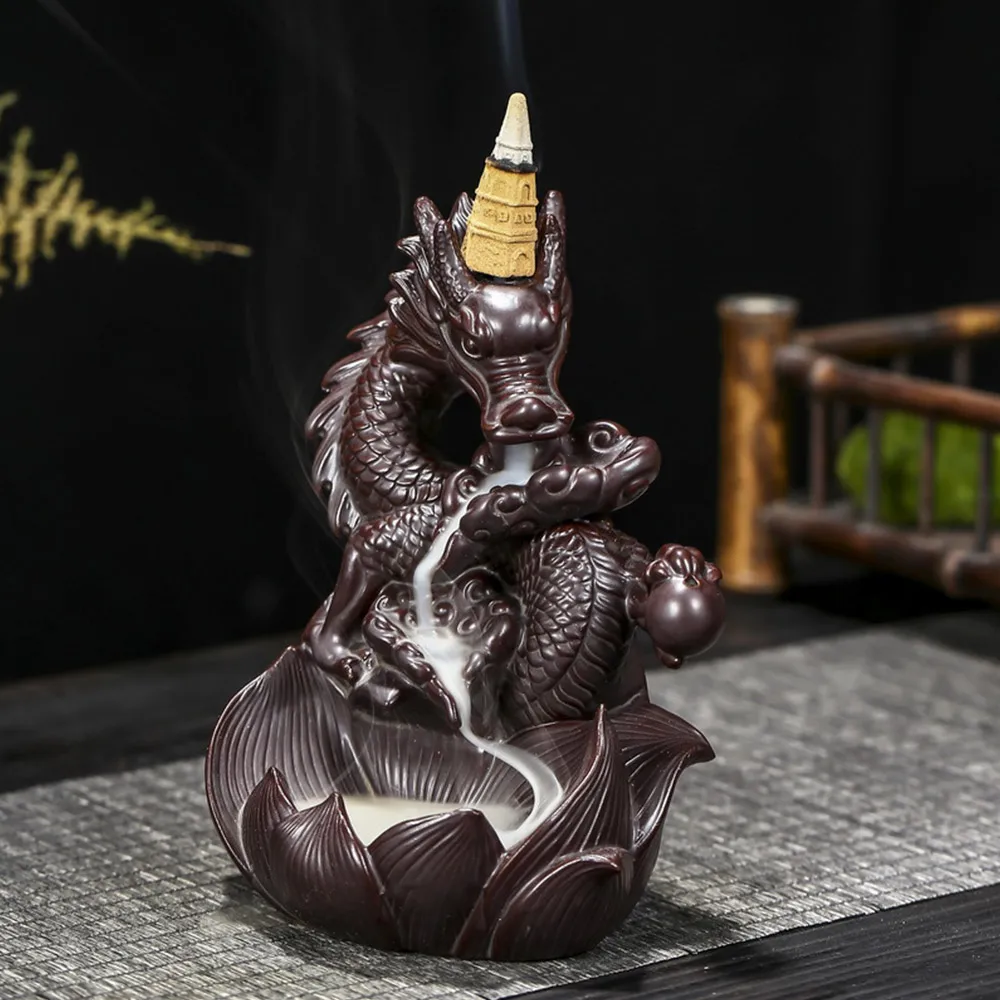 

Chinese Style Vintage Dragon Backflow Incense Burner Creative Home Decor Backflow Burner Use In Home Teahouse