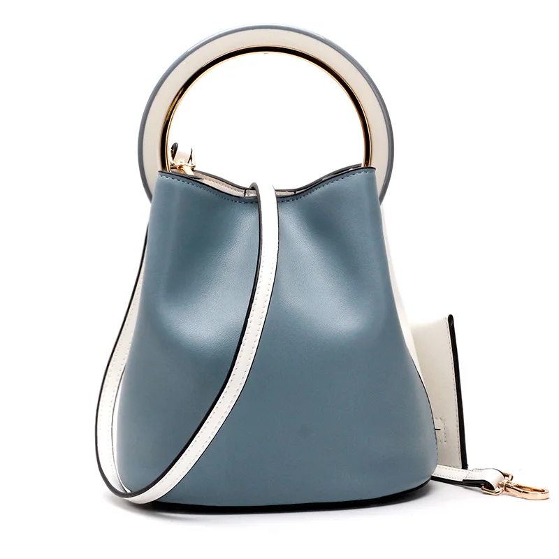 Женская сумка ведро из натуральной кожи брендовая дизайнерская через плечо