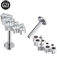 astm f136 titanium 9 cz blaze set curve push in top threadless labret carved cartilage piercing stud helix jewelry conch rook