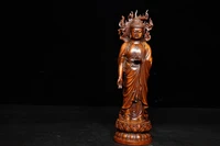 8 china collection old boxwood manjushri buddha statue sakyamuni standing buddha amitabha enshrine the buddha