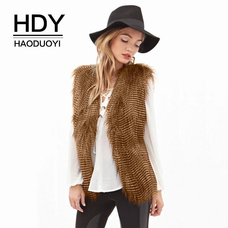 HDY Haoduoyi новое модное женское пальто Осень зима без рукавов уличная одежда