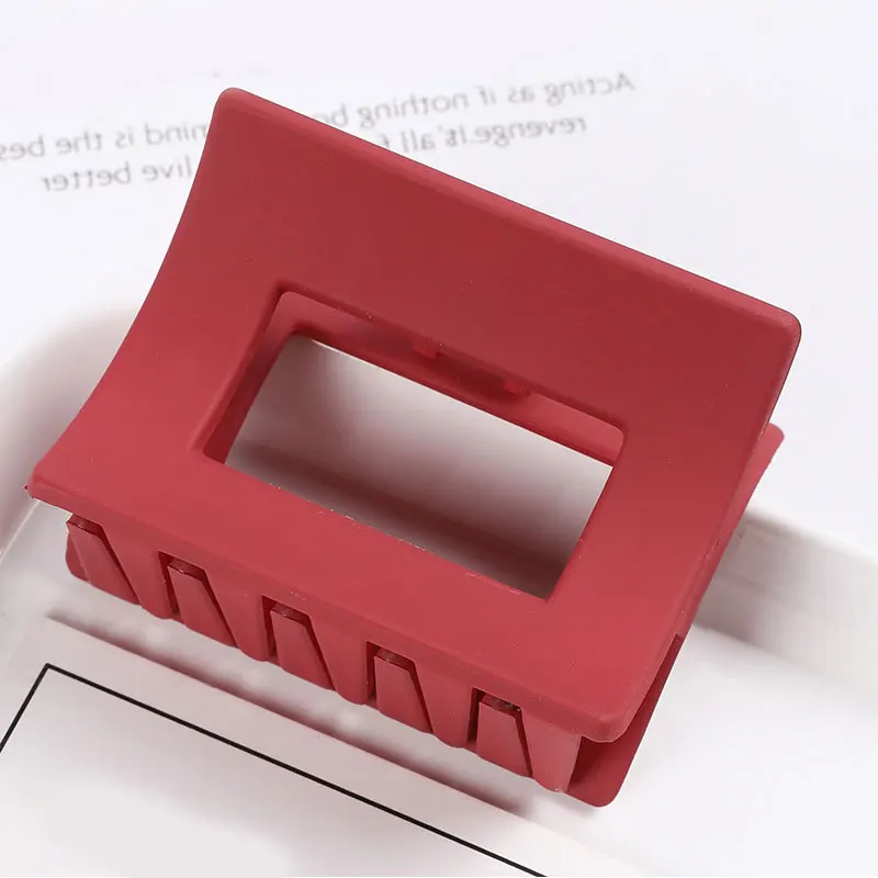 

Medium Matte Resin Hair Claws Square Hairpins Frosted Solid Color Hair Clip Geometric Hollow Horsetail Clip Hair Accessories