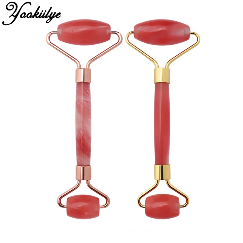 

2 Kinds Synthetic Red Pomegranate Crystal Roller Facial Massager Unnatural Jade Roller Face Lift Slimming Thin Chin Skin Care