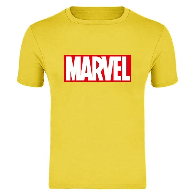 Новые модные футболки для пары с короткими рукавами Marvel, Мужская футболка с принтом супергероя, футболка с круглым вырезом, комикс, футболка с надпись Marvel, топы, Мужская одежда, футболки - Цвет: yellow