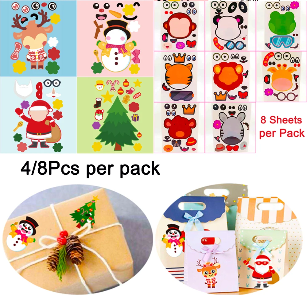 Рождественские наклейки-пазлы для детей 8 шт. | Игрушки и хобби