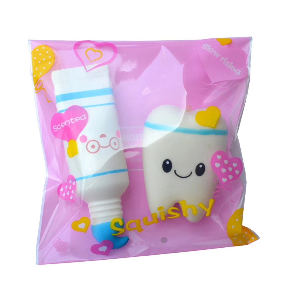 

2Pcs Squishies Soft Toothpaste and Tooth Slow Rising Scented Squeeze Relieve Stress Toy Antistress Toys