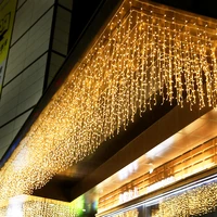 5m christmas led curtain icicle string light droop 0 4 0 6m led party garden stage outdoor waterproof decorative fairy light