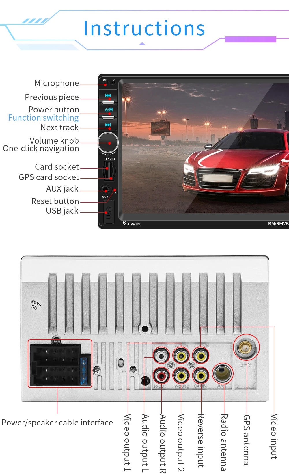 Двойная 2 DIN Автомобильная аудиосистема радио Bluetooth 7 ''сенсорный экран