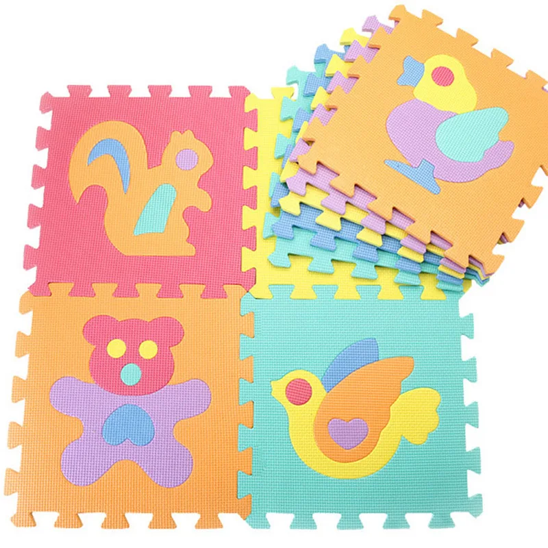 Animal 9pc Meitoku Детские EVA пены игровой коврик-пазл/Блокировка транспорта пол ковер, каждый 32 см X 32 см = 1" X 12" 1 см толщиной - Цвет: Animal 9pc