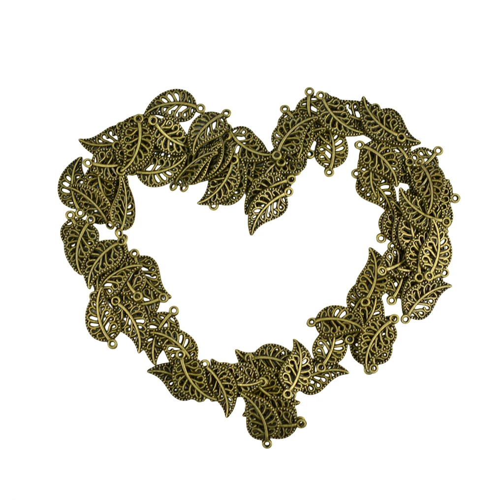 100 шт. бронзовая филигрань подвески в виде полого листа ювелирные украшения