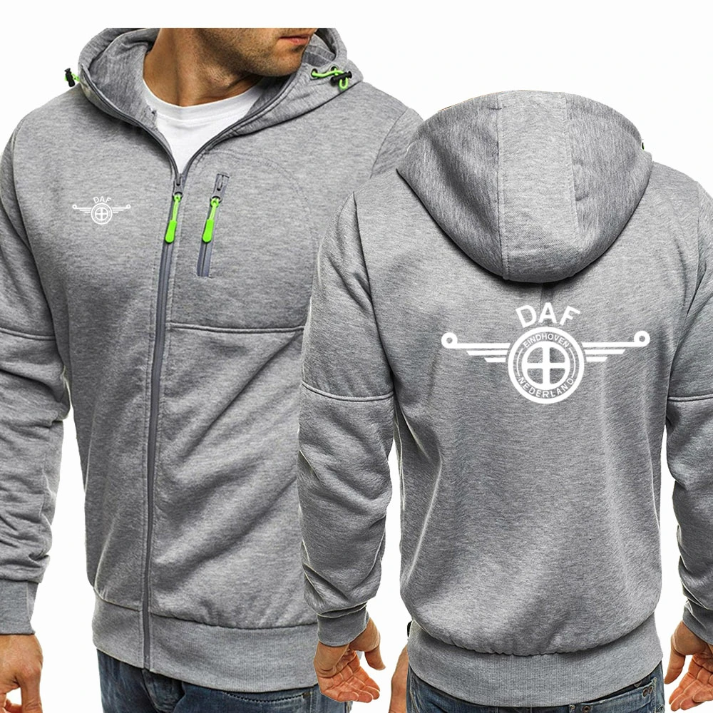 

New DAF Logo Hoodies Men Spring Autumn Fleece Jacket Male Casual Sportswear Zip Harajuku Hooded Sweatshirt Co
