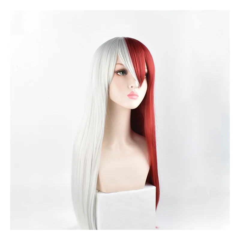 

My Hero Academia Todoroki Shoto Women Long Wig Cosplay Costume Boku no Hero Academia Red and White Hair Halloween Party Wigs