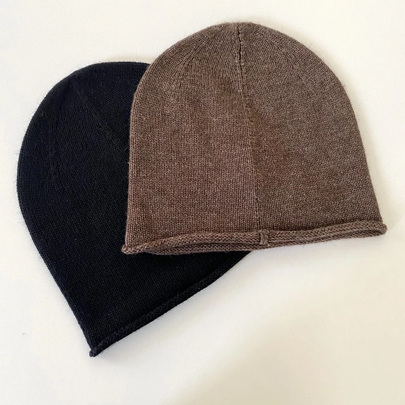 

Women Knitwear Hat Cashmere Solid Color Caps for Winter New 2021