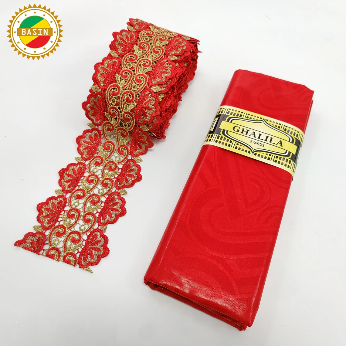 Небесно голубая лента для ремесленных изделий с вышивкой и богатой тканью Bazin