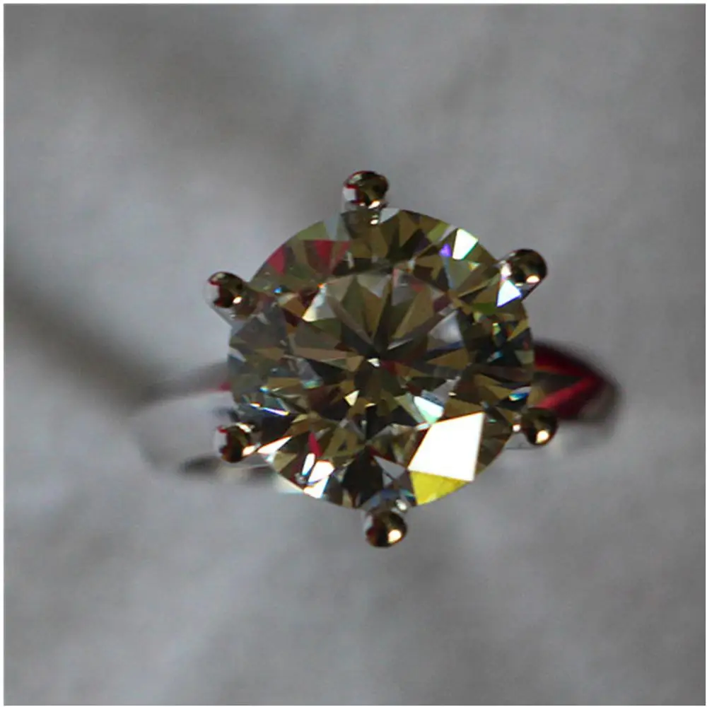 

Test Real Brilliant Stone 5CT Moissanite Diamond Ring Solitaire Engagement Women Solid 18K White Gold Marriage Ring Luxury Brand