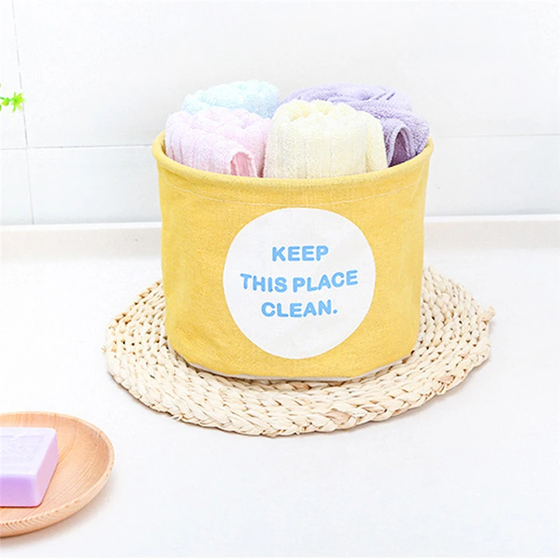 Настольная корзина для хранения мелочей из хлопка и льна прочная практичная