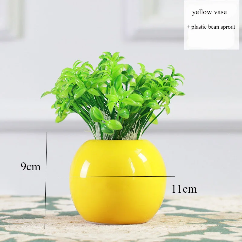 

Plastic bean sprout Plant Flower Pot Ceramic red yellow vase for Home Garden Decor Round Flowerpot
