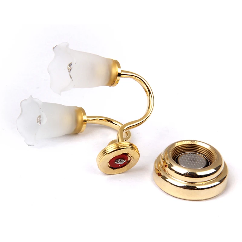 

1:12 Dollhouse Miniature Double Flower Bud Wall Led Dollhouse Toys Dollhouse Switch With Accessories Button Model Lamp Y4F5