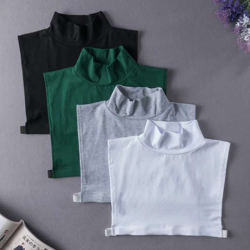 Однотонная белая зеленая Женская водолазка со съемным воротником свитер рубашка