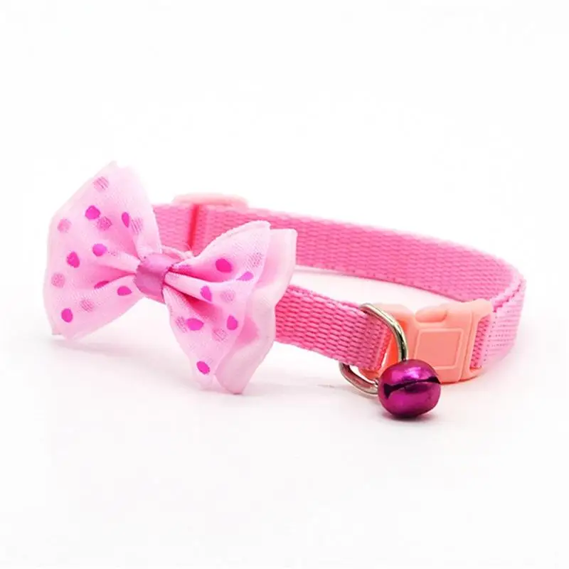 

Pet Kittens Removable Bowknot Puppy Collar Lovely Flowers Dots Pattern Cats Collar Necklaces Supplies For Cats Accessories