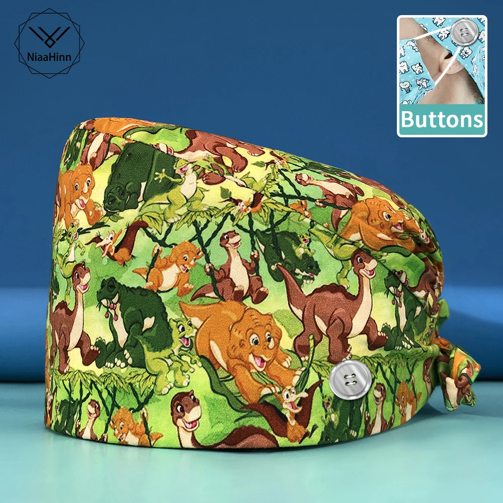 

Шапка унисекс, дышащая, хлопковая, регулируемая, с принтом, аксессуары для медсестер