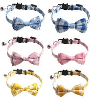 5pcs lot floral lattice bowknot pet collar cat collar with bell personalised pet dog collar dog accessories for small dogs
