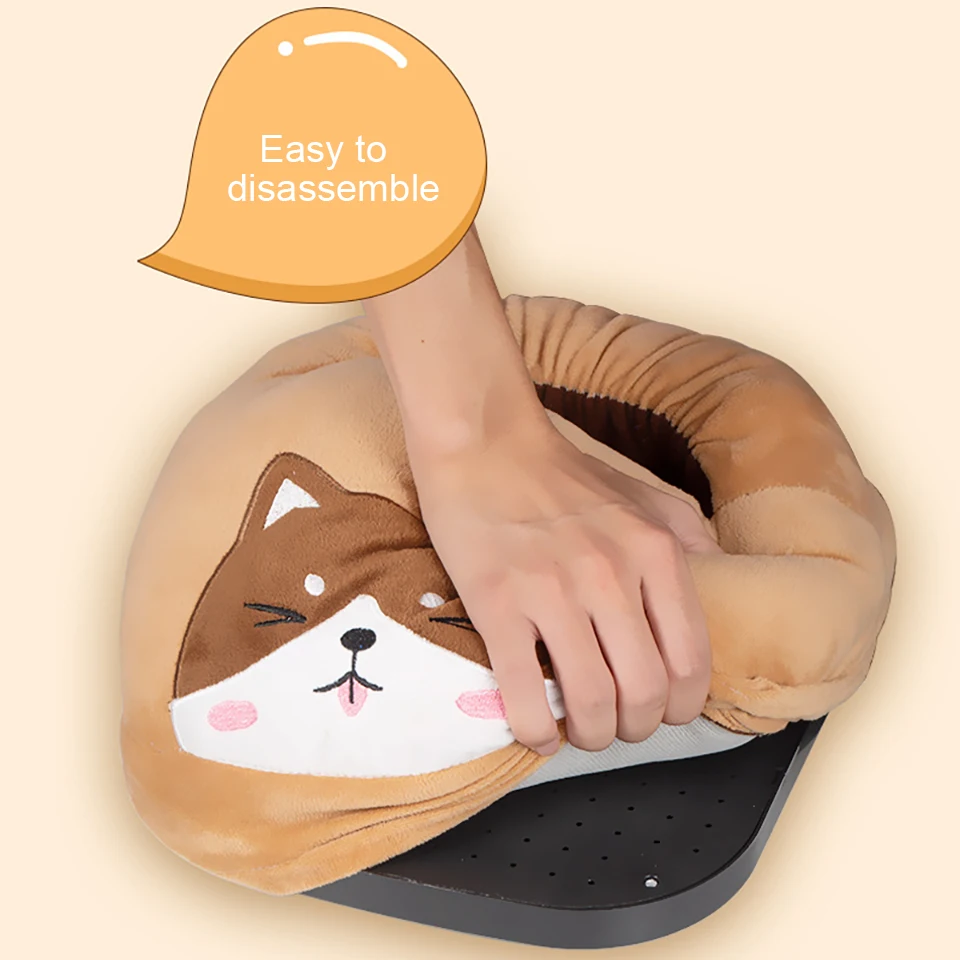 

220V Electric Foot Warmer Cute Heated Foot Warmer Washable Plush Heated Pad Temperature Control Winter Warming Products