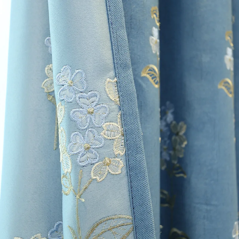 Роскошные современные затемненные шторы из полиэстера и хлопка с вышивкой