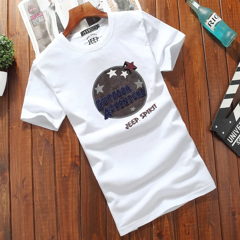 

MD autumn clothes men's trend Men's short-sleeved T-shirt cotton bottoming shirt white round neck large size clothes